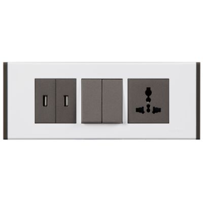 Crabtree Amare 6M White Plate With Grey Colour Trim ACNPLAWV06