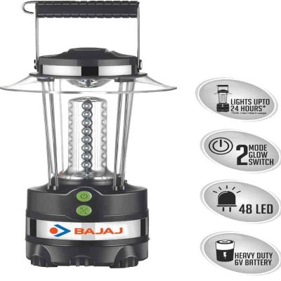 Bajaj 4000mAh LEDGlow648 LR Rechargeable Lantern 48 LED Emergency Light Black-610005