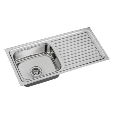 Asianpaints Bathsense Glossy Finish Single Bowl Kitchen Sink With Drain Board - DRG37188