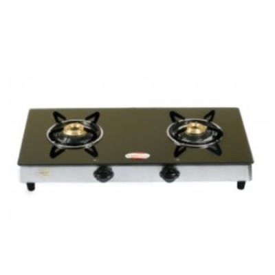 Brightflame 2 burner SS Black Glass top Manual-Tulip Cooktop BF-2BBGTM