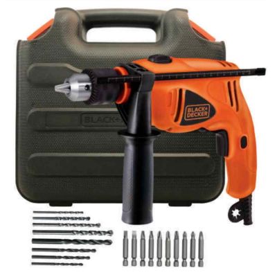 Black & Decker 550W 13mm VSR Hammer Drill Kit with 18 Accessories-HD500K