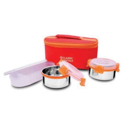 SNB Classic Essentials 10cm Lunch Box-Inside 3Pcs Containers With Plastic Lid-300ml-LB-21