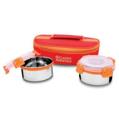 SNB Classic Essentials 10cm Lunch Box-Inside 2Pcs Containers With Plastic Lid-300ml-LB-22