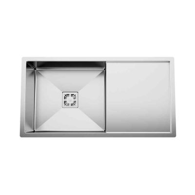 Cera Leah Handmade Single Bowl Stainless Steel Sink with Drain Board SS-304 Undermount 34x18Inch-B4712501