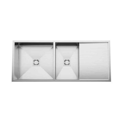 Cera Jazz Handmade Double Bowl Sink with Drain Board 48x20Inch-B4714502