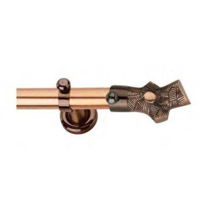 Chitra Tree Brass Curtain Finials with Support - Copper Marval Finish Per Pair