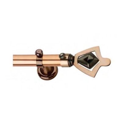 Chitra Verito Brass Curtain Finials with Support - Copper Marval Finish Per Pair