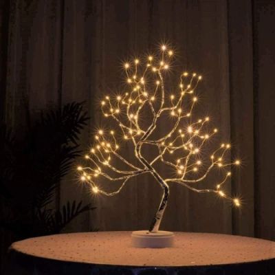 Chronos Bonsai Spirit Tree Battery Warm White Table Lamp with Fairy Lights-TBL