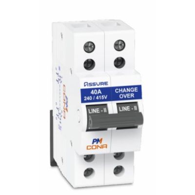 Cona Assure 63A C Type 240/415V FP White Changeover Switches Cona-25263-FP