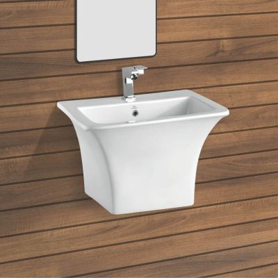 Coto Cube One Piece Half Pedestal Basin-Ivory