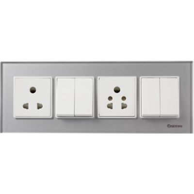 Crabtree Murano 8 M (H) Glass Cover Plate-Silky Silver ACMPGCSH08