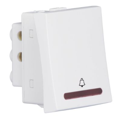 Crabtree Athena 10A Chalk White Modren Mega Bell Push Switches with IndicatorCrabtree-ACNMBIA101