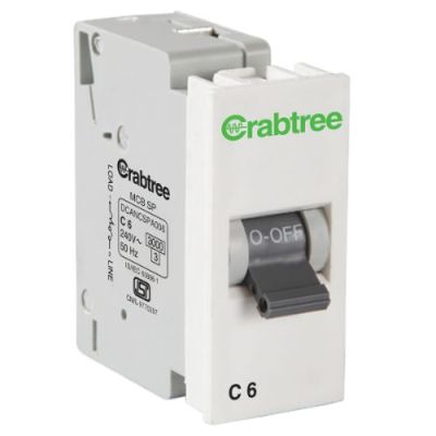 Crabtree Athena 6 A SP Mini MCB 'C' Series 3 kA DCANCSPA006
