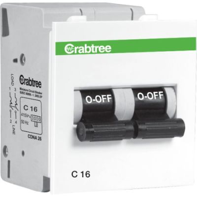 Crabtree Verona 16 A DP Mini MCB 'C' Series 3 kA DCVNCDPA016