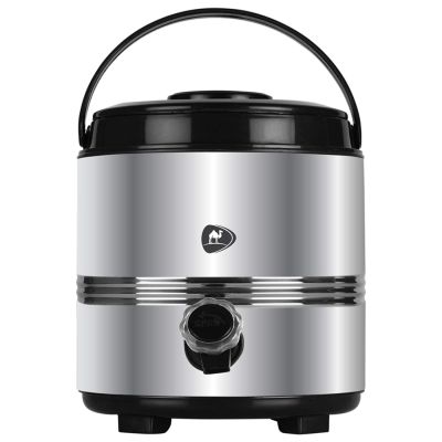 Daacchi Silver & Black 6000ml Stainless Steel Insulated Hot & Cold Water Ju Gauge with Dispenser Tap-DEW-WJ-7