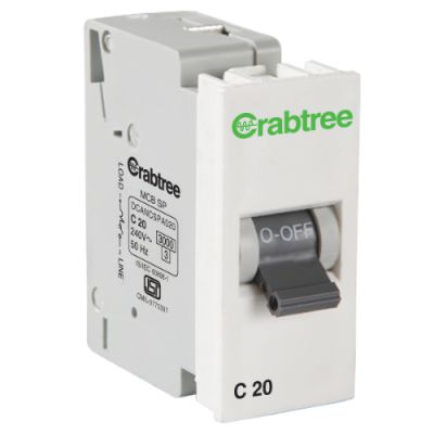 Crabtree Verona 20 A SP Mini MCB 'C' Series 3 kA DCVNCSPA020