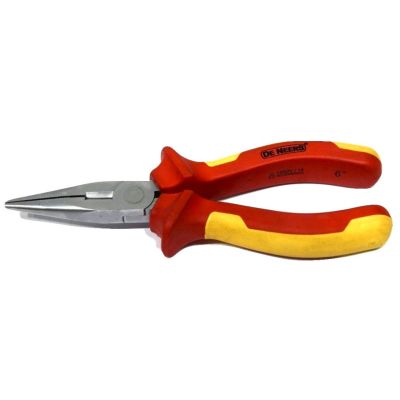 De Neers Long Nose Plier/Snipe Nose Plier Dipped Insulated-200mm-8-Stainless Steel-Red
