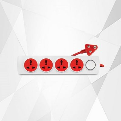 Diamond Carissa Red and White 1+4 Power Strip-CRPS02