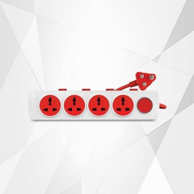 Diamond Carissa Red and White 4+4 Power Strip-CRPS03