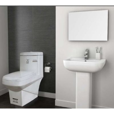 Elegant Casa Washdown Integrated Water Closet-Vitreous-Dual Flush 364-White-100MM-S Trap