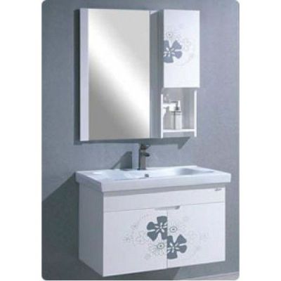 Elegant Casa PVC Bathroom Cabinet with Mirror and Shelf+Side Cabinet-PVC-206