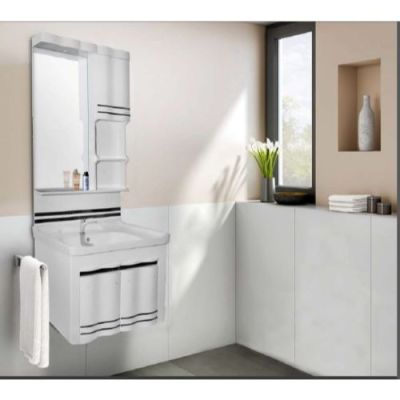 Elegant Casa PVC Bathroom Cabinet with Mirror and Side Cabinet-PVC-235