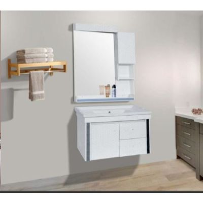 Elegant Casa PVC Bathroom Cabinet with Mirror and Side Cabinet-PVC-6220
