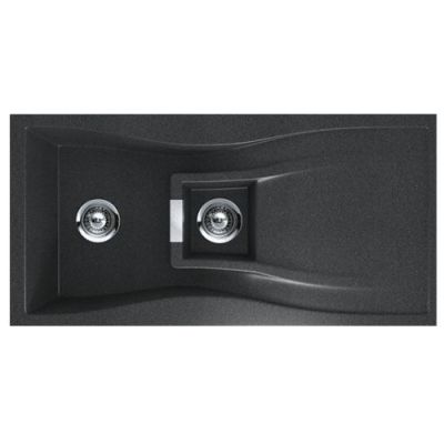 Nirali Elara WB 1.5 Double Bowl With Drainer Kitchen Sink-Madma Black