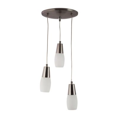 Eliante Contemporary Silver Hanging Light White Glass-1071-3LP
