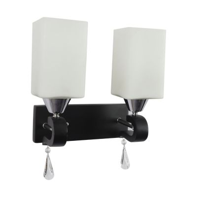 Eliante Black Wall Light White Glass-GB-20-2W
