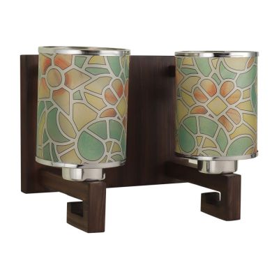 Eliante Wooden Brown Wall Light Mix Color Glass-S-115-2W