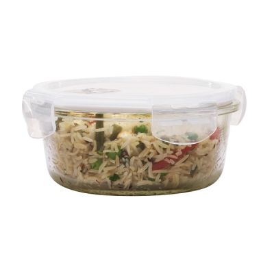 Femora Transparent 940ml Borosilicate Glass Round Container with Air Vent Lid