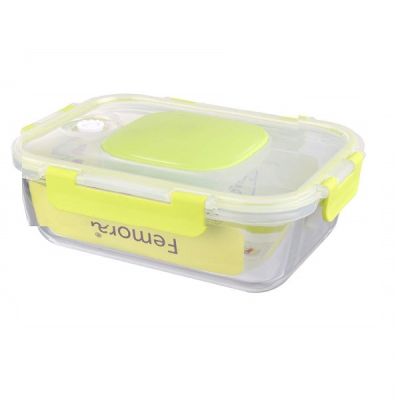 Femora Transparent Borosilicate Glass Rectangle Container with Vacuum Pump Lid