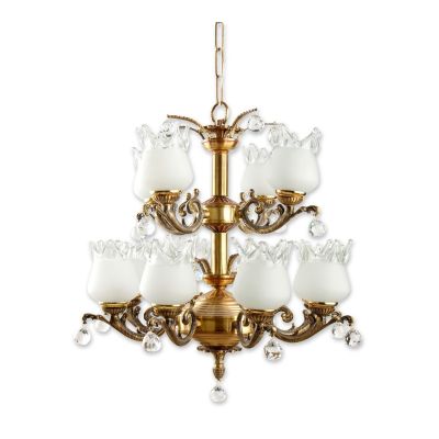 Fos Lighting Antique Brass And Crystal 12 Light Chandelier-CH000095