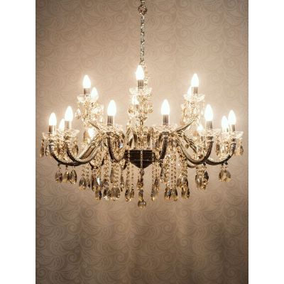 Fos Lighting SZ Silver 18 Light Brass Crystal Chandelier-40W-CH000246