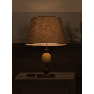 Fos Lighting Yellow Ball Wood Table Lamp With Jute Shade-TL000153