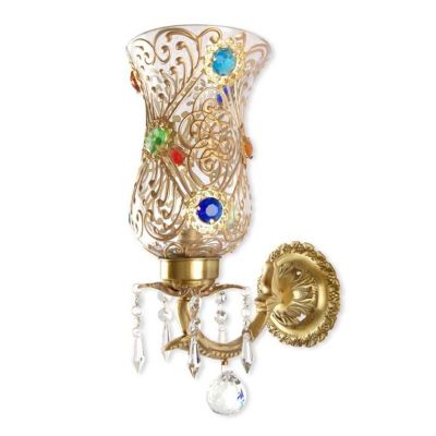 Fos Lighting Bindi Single Brass & Crystal Sconce-40W-WL000082