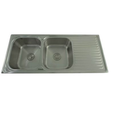 Futura Dura Double Bowl Sink Drain Board-47x20x8Inch-Satin-DURA-47x20x8Inch