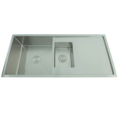 Futura Hand Carved One & Half Bowl Sink With Drainer-45x20x9Inch-Brush-FS-4520HM