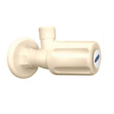 Ganga Standard Collection 15mm Ivory PTMT Angular Stop Cock With Wall Flange Ganga-403-I