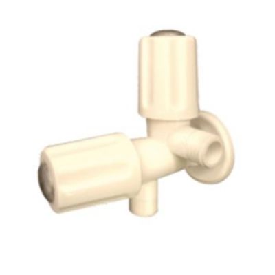 Ganga Standard Collection 15mm Ivory PTMT 2 Way Angle Cock With Wall Flange Ganga-409-I