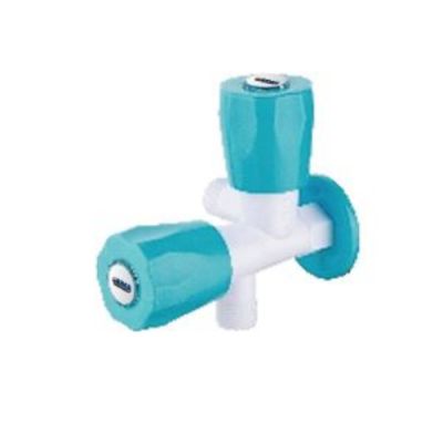 Ganga Fancy Collection 15mm Black PTMT 2 Way Angle Cock With Wall Flange Ganga-608-B