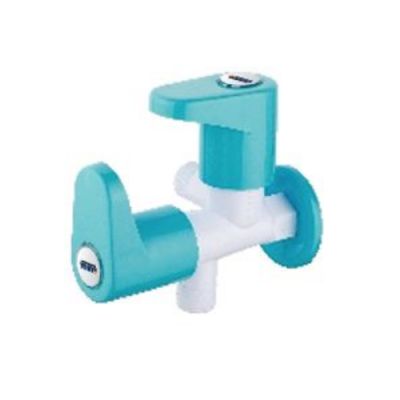 Ganga Smart Collection 15mm Blue PTMT 2 Way Angle Cock With Wall Flange Ganga-708-B