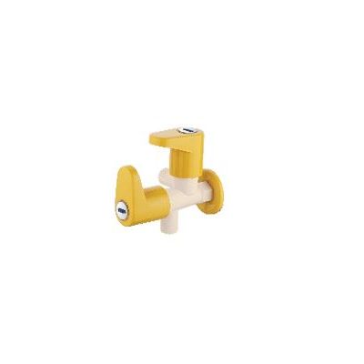 Ganga Smart Collection 15mm Ivory & Yellow PTMT 2 Way Angle Cock With Wall Flange Ganga-708-IY