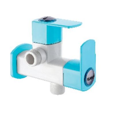 Ganga Diamond Collection 15mm Blue PTMT 2 In 1 Angle Cock With Wall Flange Ganga-908-B