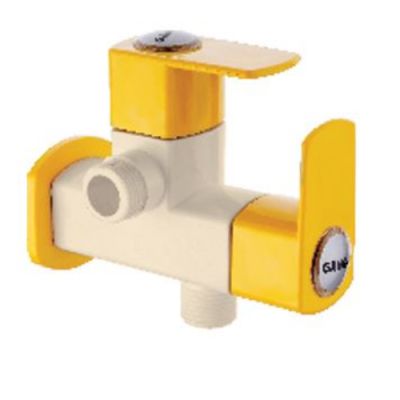 Ganga Diamond Collection 15mm Ivory Yellow PTMT 2 In 1 Angle Cock With Wall Flange Ganga-908-IY