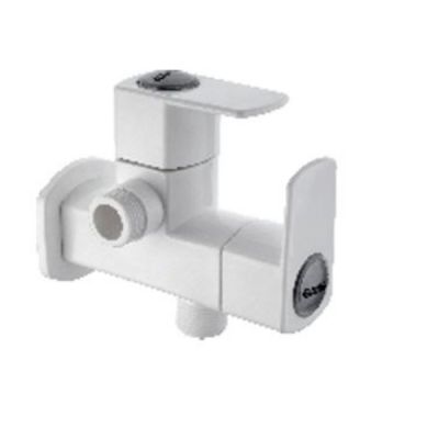 Ganga Diamond Collection 15mm White PTMT 2 In 1 Angle Cock With Wall Flange Ganga-908-W