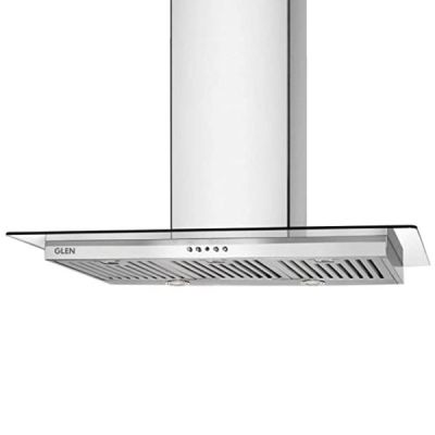 Glen 60cm 1250 m3/hr Designer Kitchen Chimney T Shape Glass Baffle Filters Italian Motor - Silver - CH6062SS60X1000BF