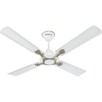 Havells Leganza 4 Blade 1200mm Decorative Ceiling Fan 72W 350RPM Pearl White Silver-FHCLESTPWS48