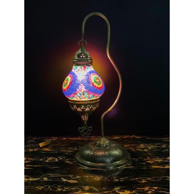 Imperial Globe Brass Glass 40W Colorful Table Lamp-130